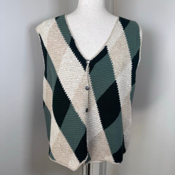 Vintage Christopher & Banks Hand Embroidered Crochet Sweater Vest XL Cottagecore - Picture 3 of 7